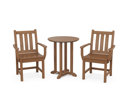 POLYWOOD® Traditional Garden 3-Piece Round Bistro Dining Set in Teak