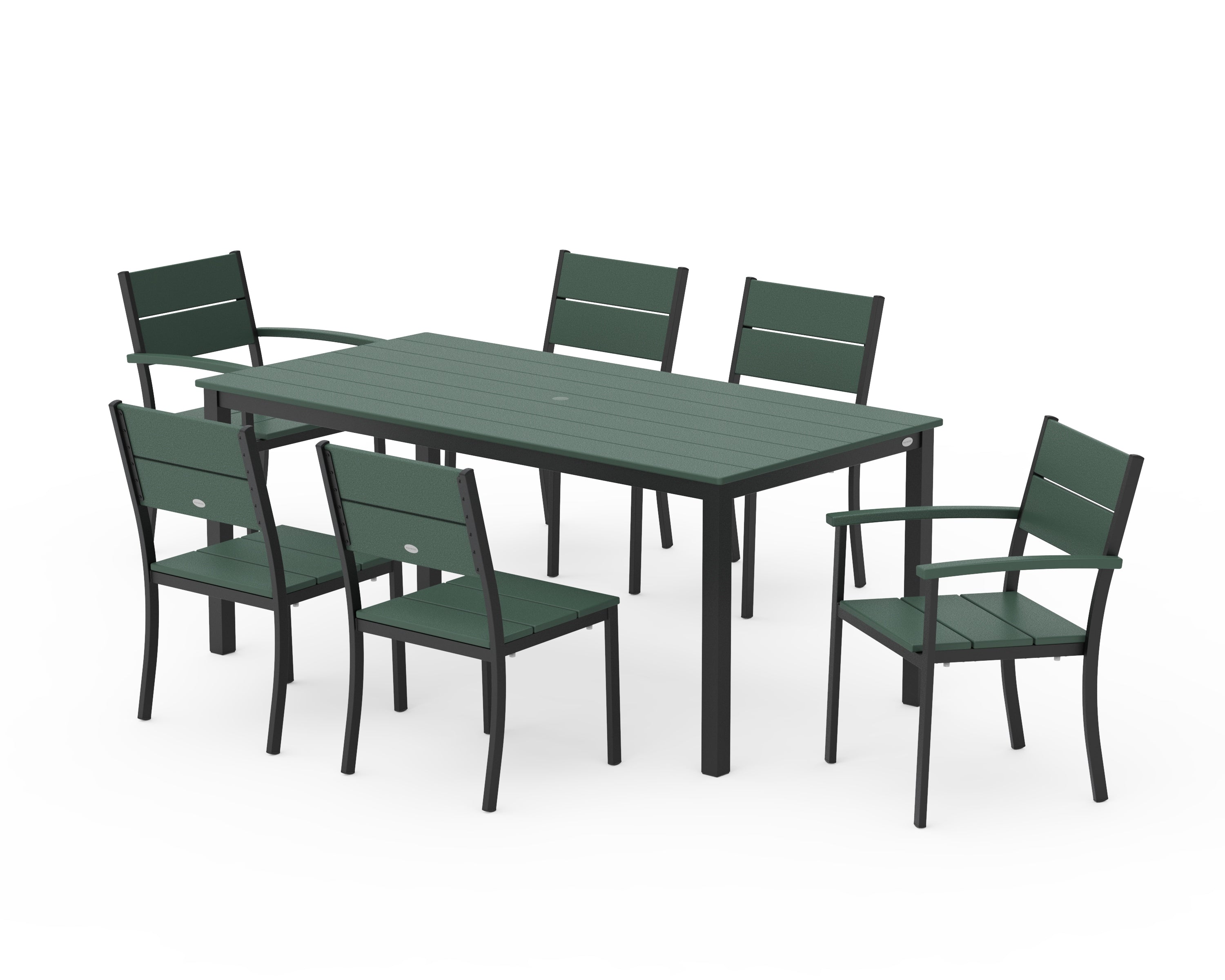 POLYWOOD® Main Street 7-Piece Dining Set in Black / Green