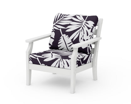 Draper James™ by  POLYWOOD® Savannah Deep Seating Chair in White / Leaf Navy
