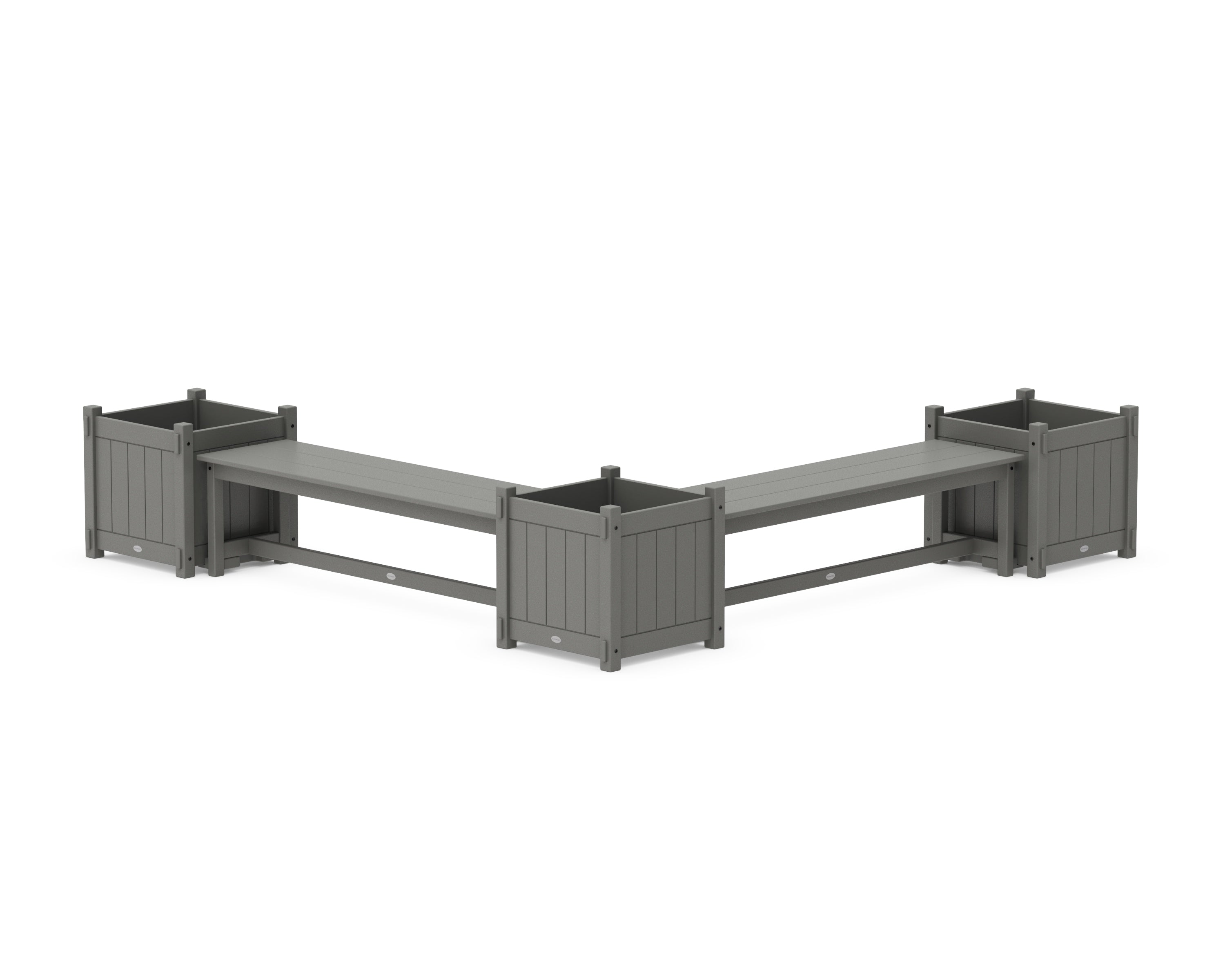 POLYWOOD® 60" Vineyard L- Shaped Planter Bench Corner Set - Large in Slate Grey