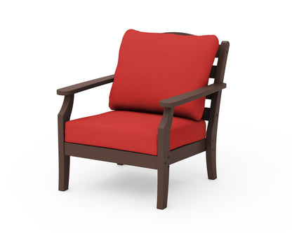 Draper James™ by  POLYWOOD® Savannah Deep Seating Chair in Mahogany / Crimson Linen