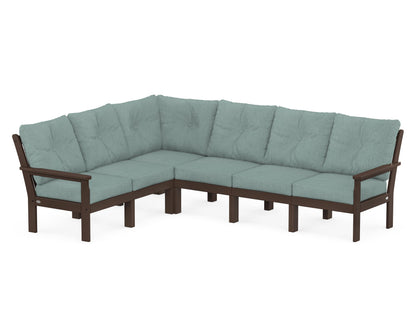 POLYWOOD® Vineyard 6-Piece Sectional in Mahogany / Glacier Spa