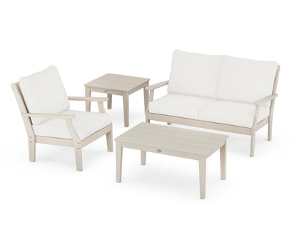 POLYWOOD® Braxton 4-Piece Deep Seating Set in Sand / Natural Linen