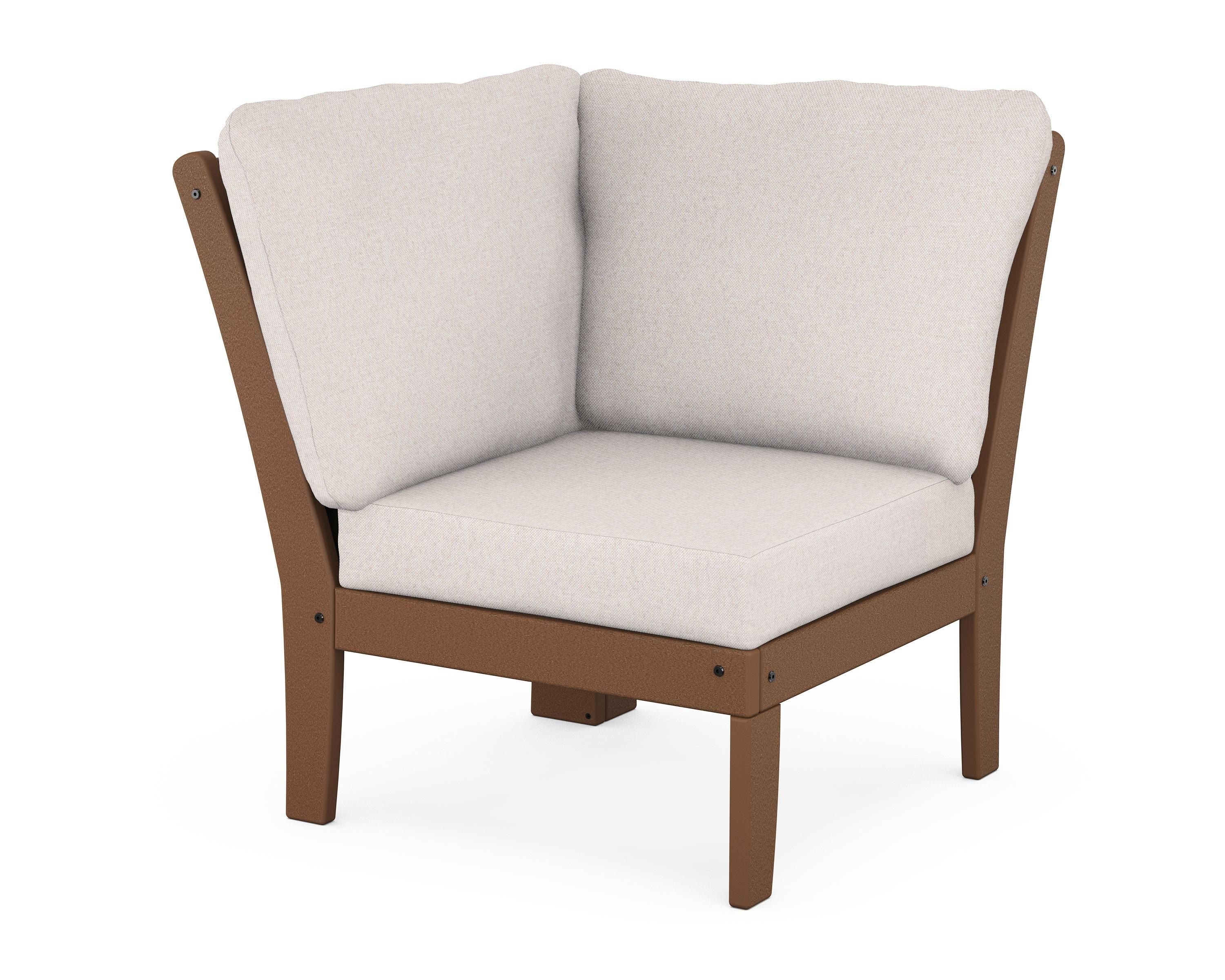POLYWOOD® Braxton Modular Corner Chair in Teak / Dune Burlap