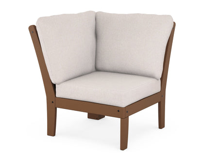 POLYWOOD® Braxton Modular Corner Chair in Teak / Dune Burlap