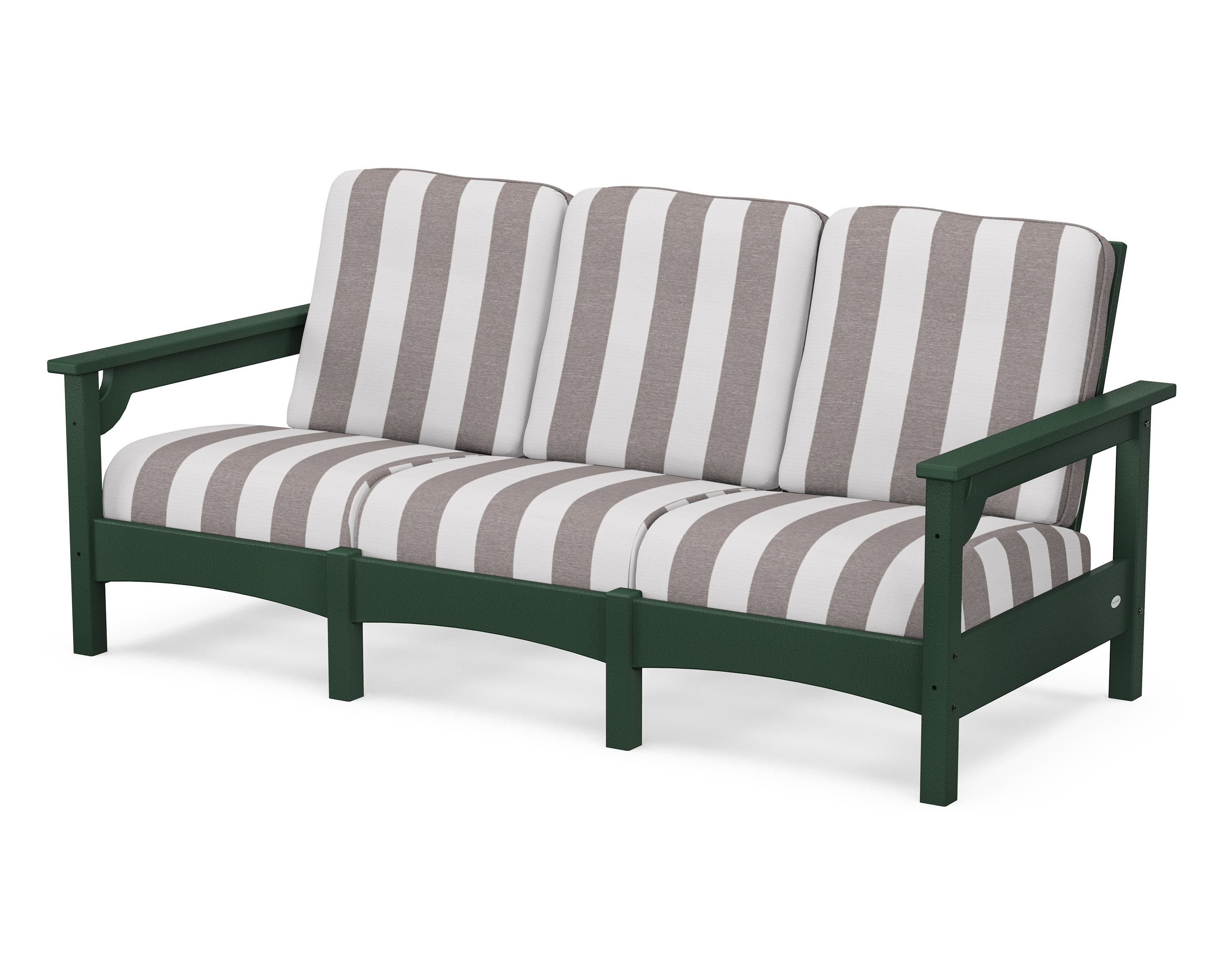POLYWOOD® Club Sofa in Green / Cabana Stripe Grey Mist