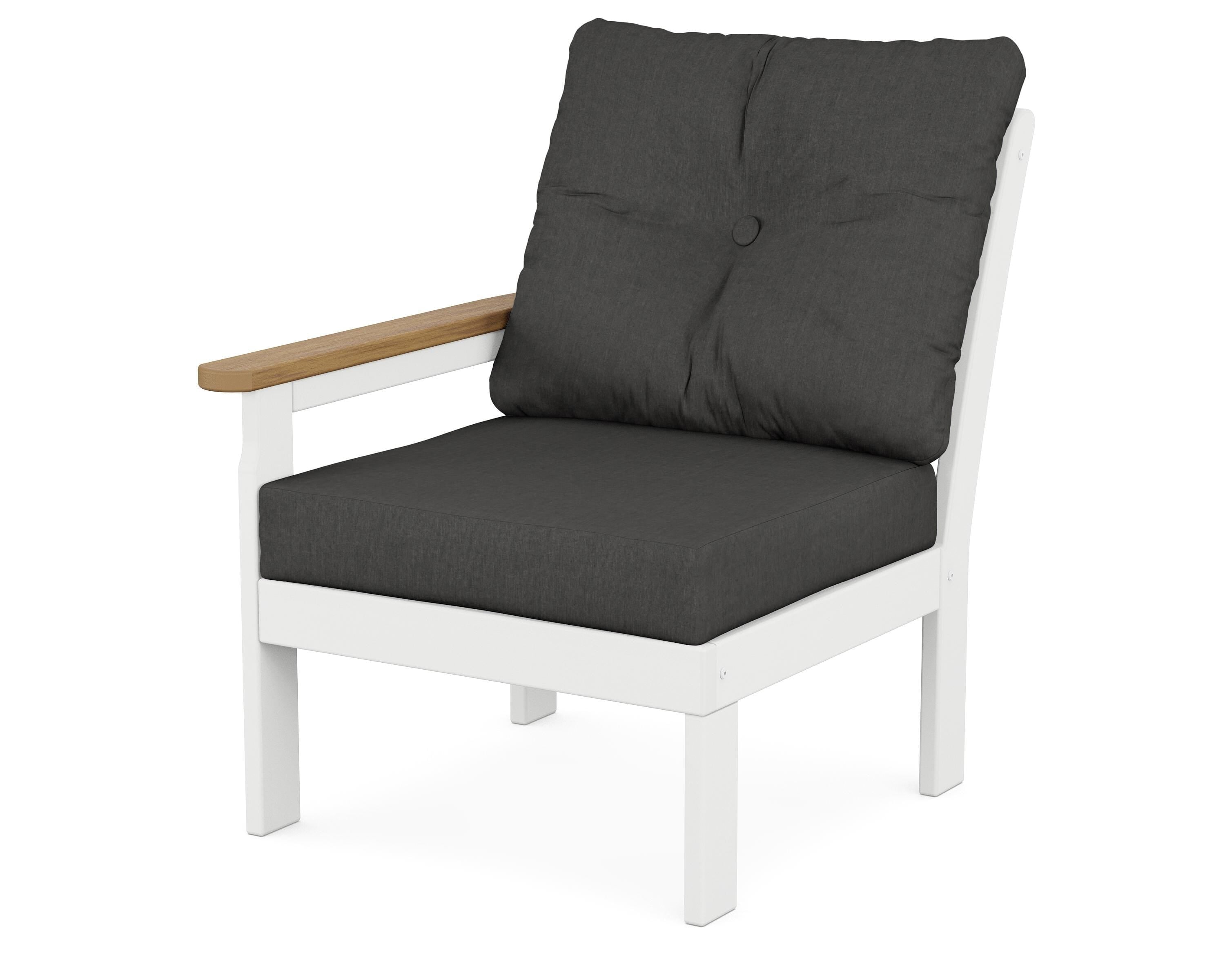 POLYWOOD® Vineyard Modular Left Arm Chair in White / Natural / Spectrum Carbon