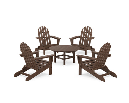 POLYWOOD® Classic Folding Adirondack 5-Piece Conversation Group in Mahogany