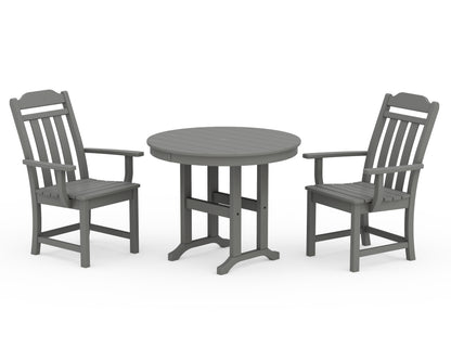 Country Living Cottage 3-Piece Farmhouse Dining Set in Slate Grey