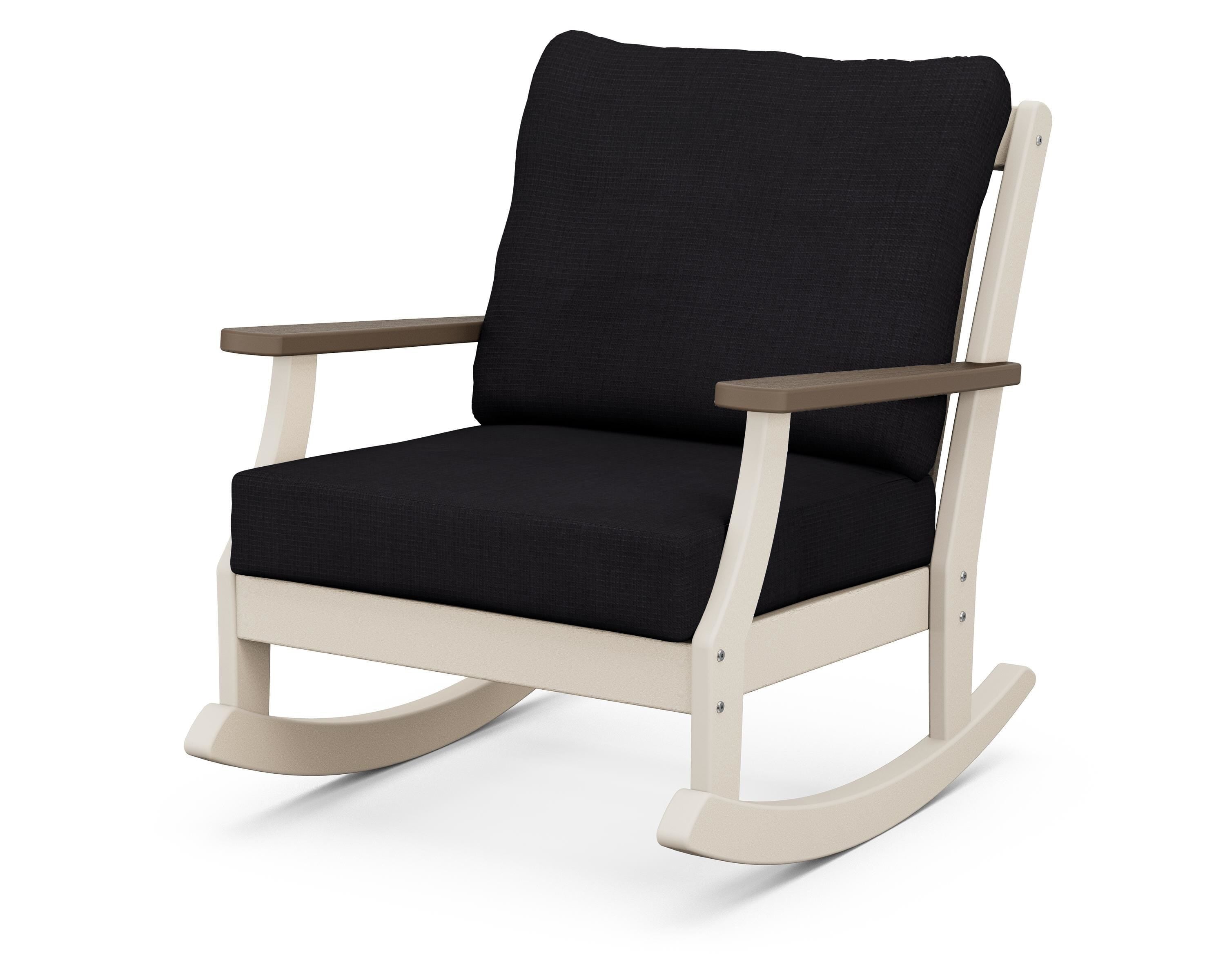 POLYWOOD® Braxton Deep Seating Rocking Chair in Sand / Kona / Midnight Linen