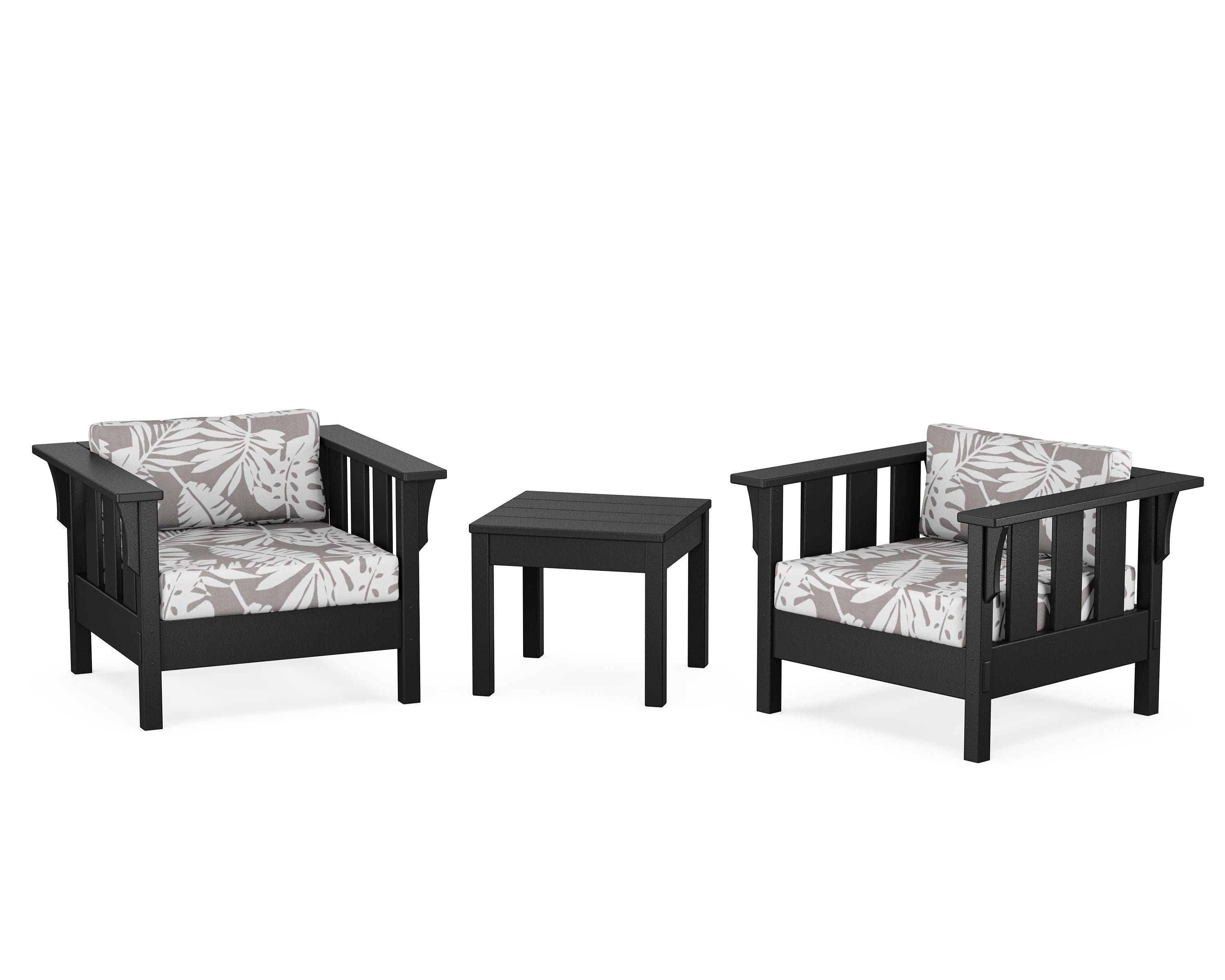 Martha Stewart by POLYWOOD® Acadia 3-Piece Deep Seating Set in Black / Leaf Grey Mist