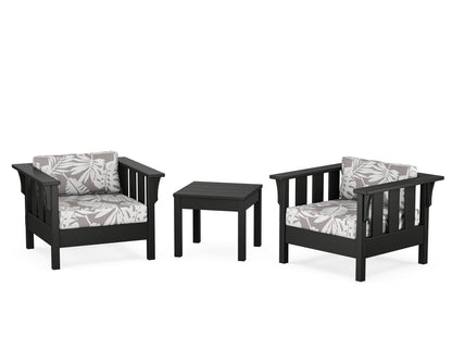Martha Stewart by POLYWOOD® Acadia 3-Piece Deep Seating Set in Black / Leaf Grey Mist