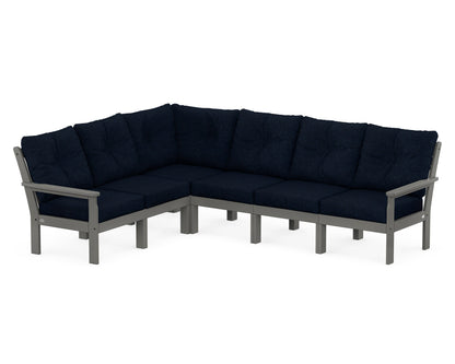 POLYWOOD® Vineyard 6-Piece Sectional in Slate Grey / Marine Indigo
