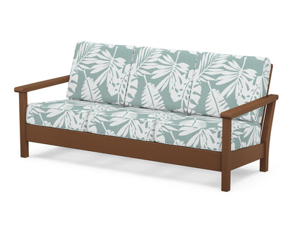 POLYWOOD® Harbour Deep Seating Sofa in Teak / Leaf Glacier Spa