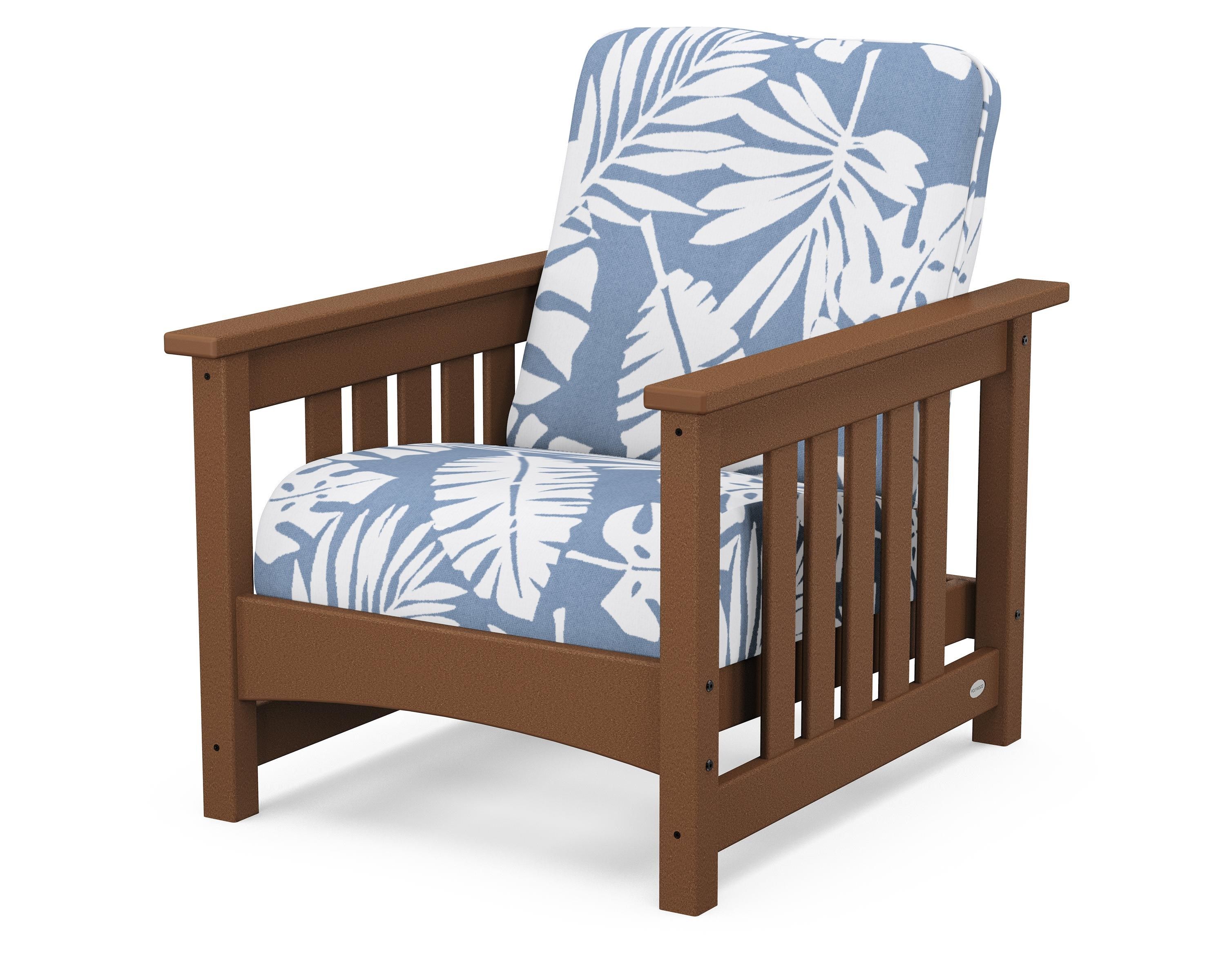 POLYWOOD® Club Mission Chair in Teak / Leaf Sky Blue