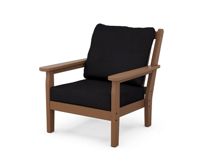 POLYWOOD® Chippendale Deep Seating Chair in Teak / Midnight Linen