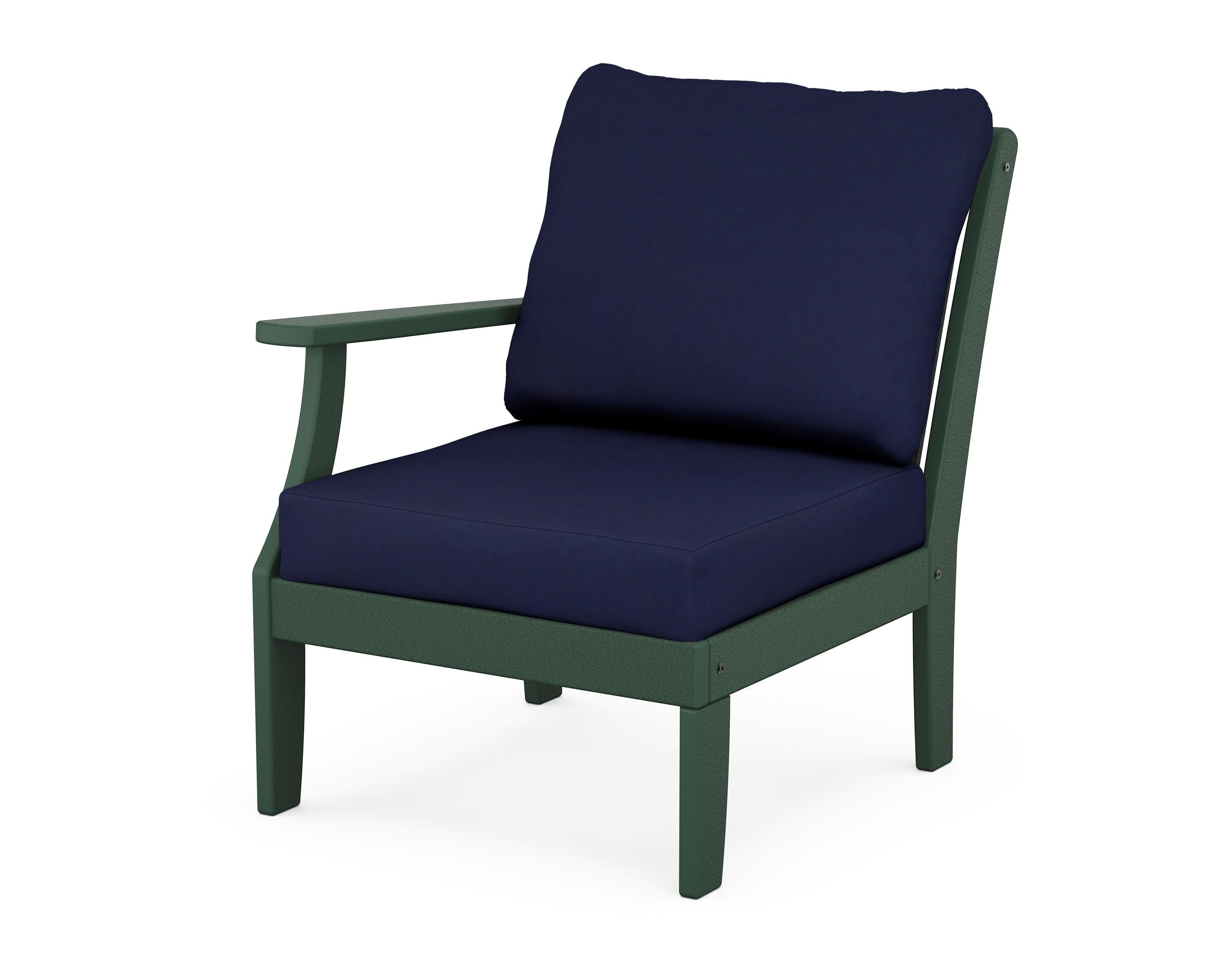 POLYWOOD® Braxton Modular Left Arm Chair in Green / Navy