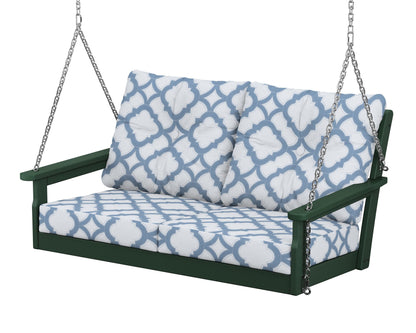 POLYWOOD® Vineyard Deep Seating Swing in Green / Trellis Sky Blue