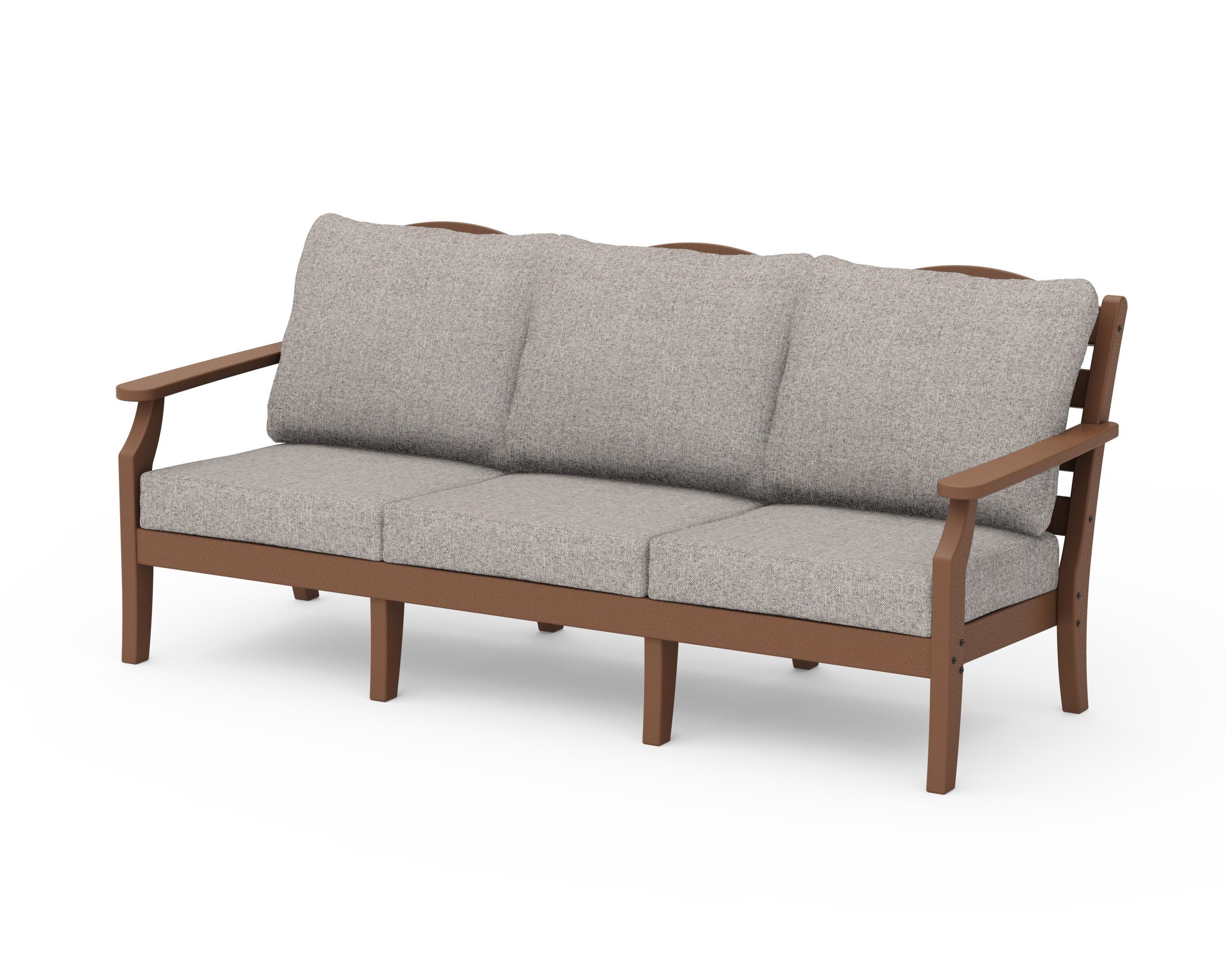 Draper James™ by  POLYWOOD® Savannah Deep Seating Sofa in Teak / Weathered Tweed