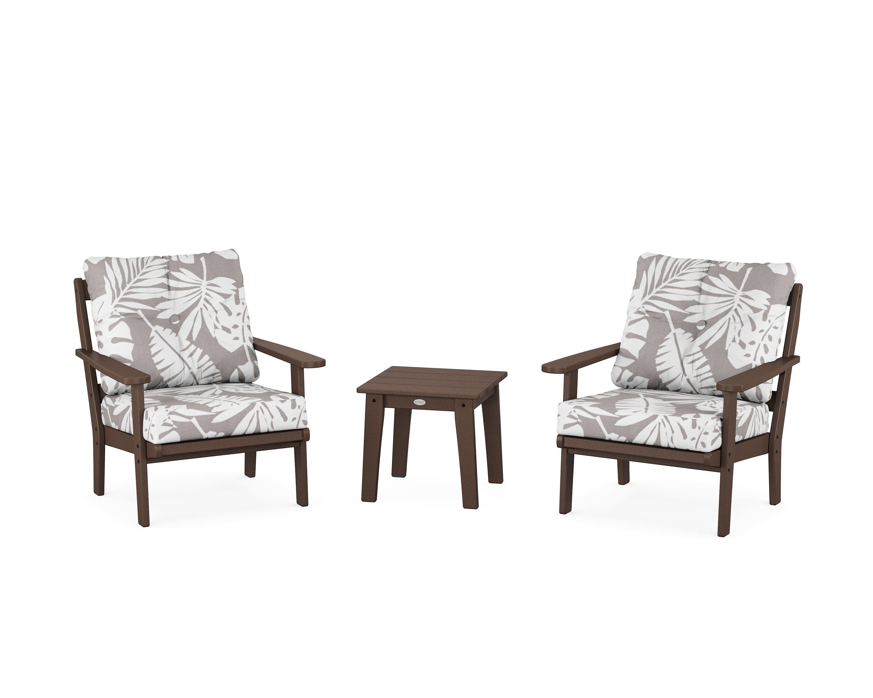 POLYWOOD® Mission 3-Piece Deep Seating Set in Mahogany / Leaf Grey Mist