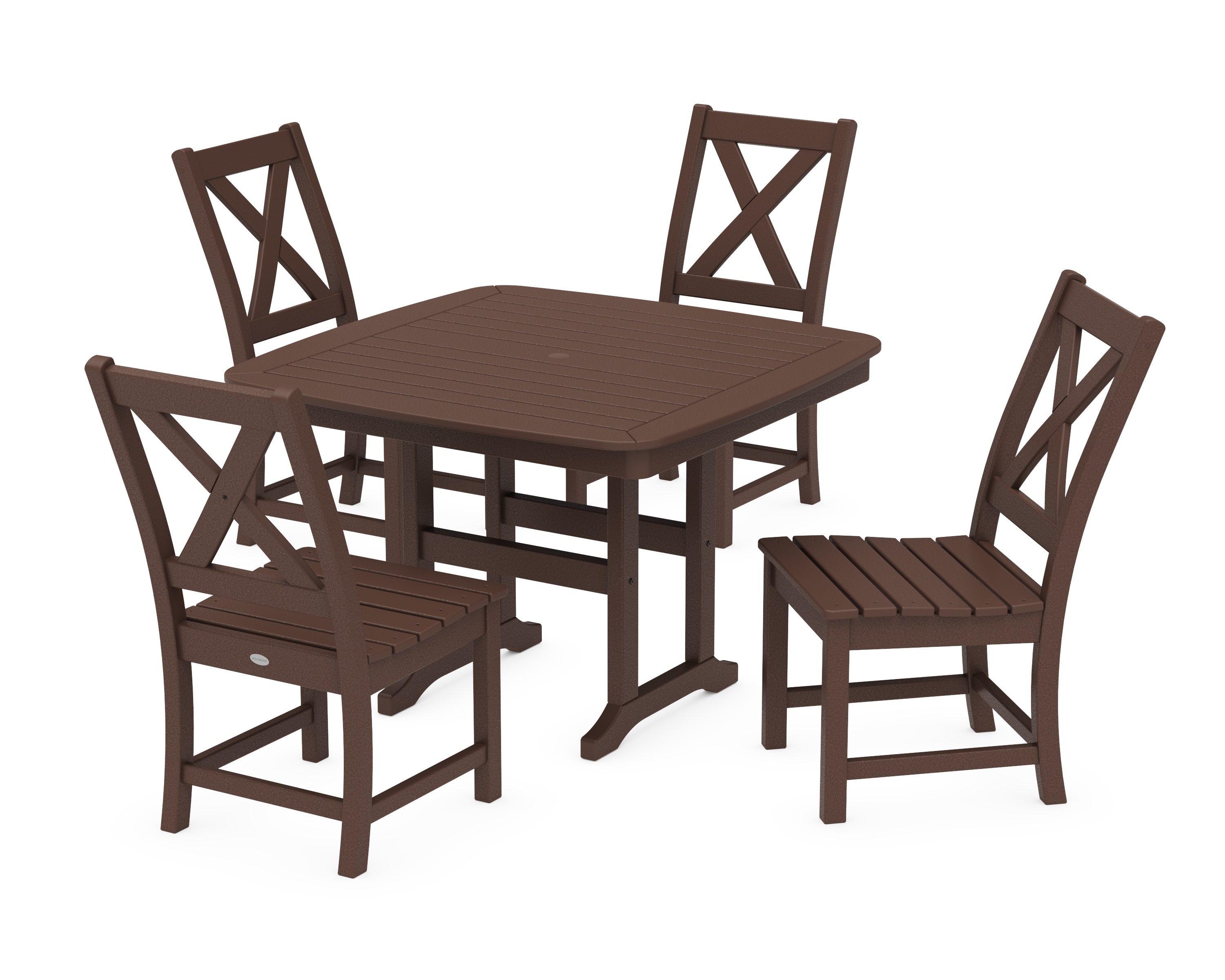 POLYWOOD® Braxton Side Chair 5-Piece Dining Set with Trestle Legs in Mahogany