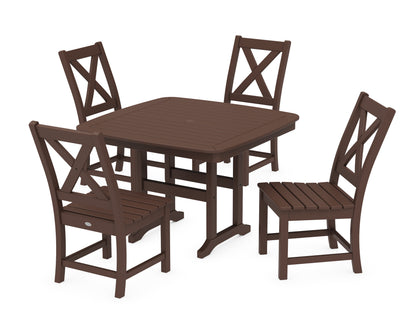 POLYWOOD® Braxton Side Chair 5-Piece Dining Set with Trestle Legs in Mahogany