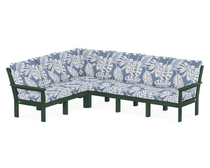 POLYWOOD® Vineyard 6-Piece Sectional in Green / Leaf Sky Blue
