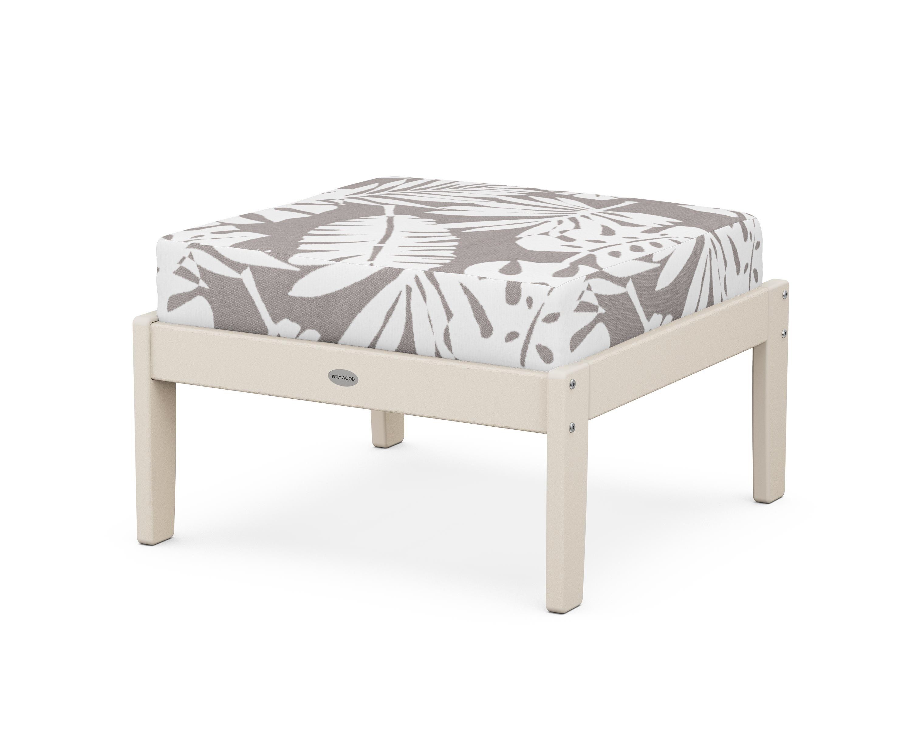 POLYWOOD® Braxton Deep Seating Ottoman in Sand / Leaf Grey Mist