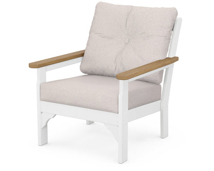 POLYWOOD® Vineyard Deep Seating Chair in White / Natural / Dune Burlap