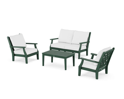 Country Living Wovendale 4-Piece Deep Seating Set with Loveseat in Green / Natural