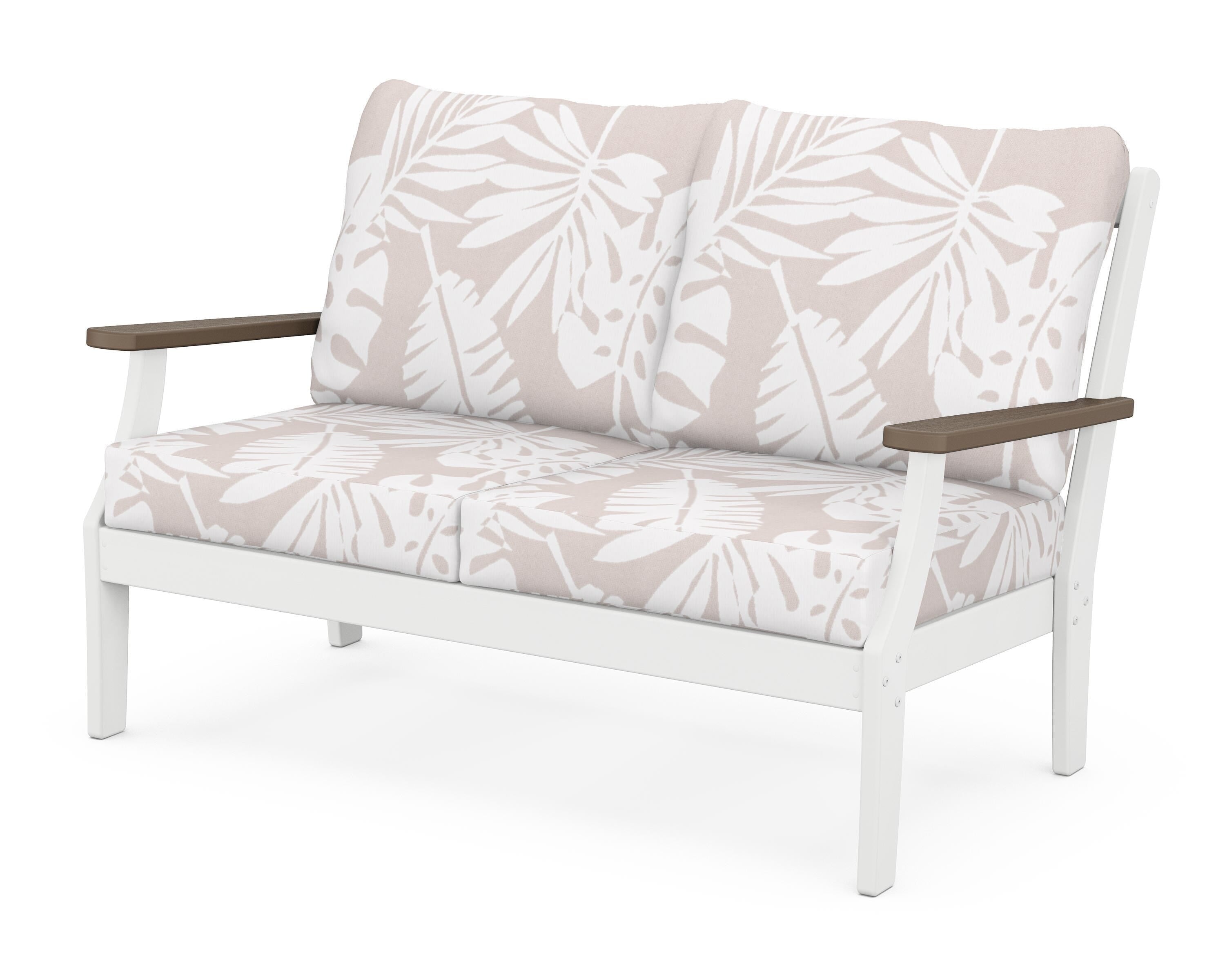 POLYWOOD® Braxton Deep Seating Loveseat in White / Kona / Leaf Dune Burlap