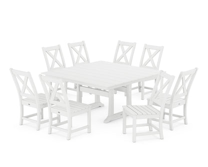 POLYWOOD® Braxton Side Chair 9-Piece Farmhouse Dining Set in White