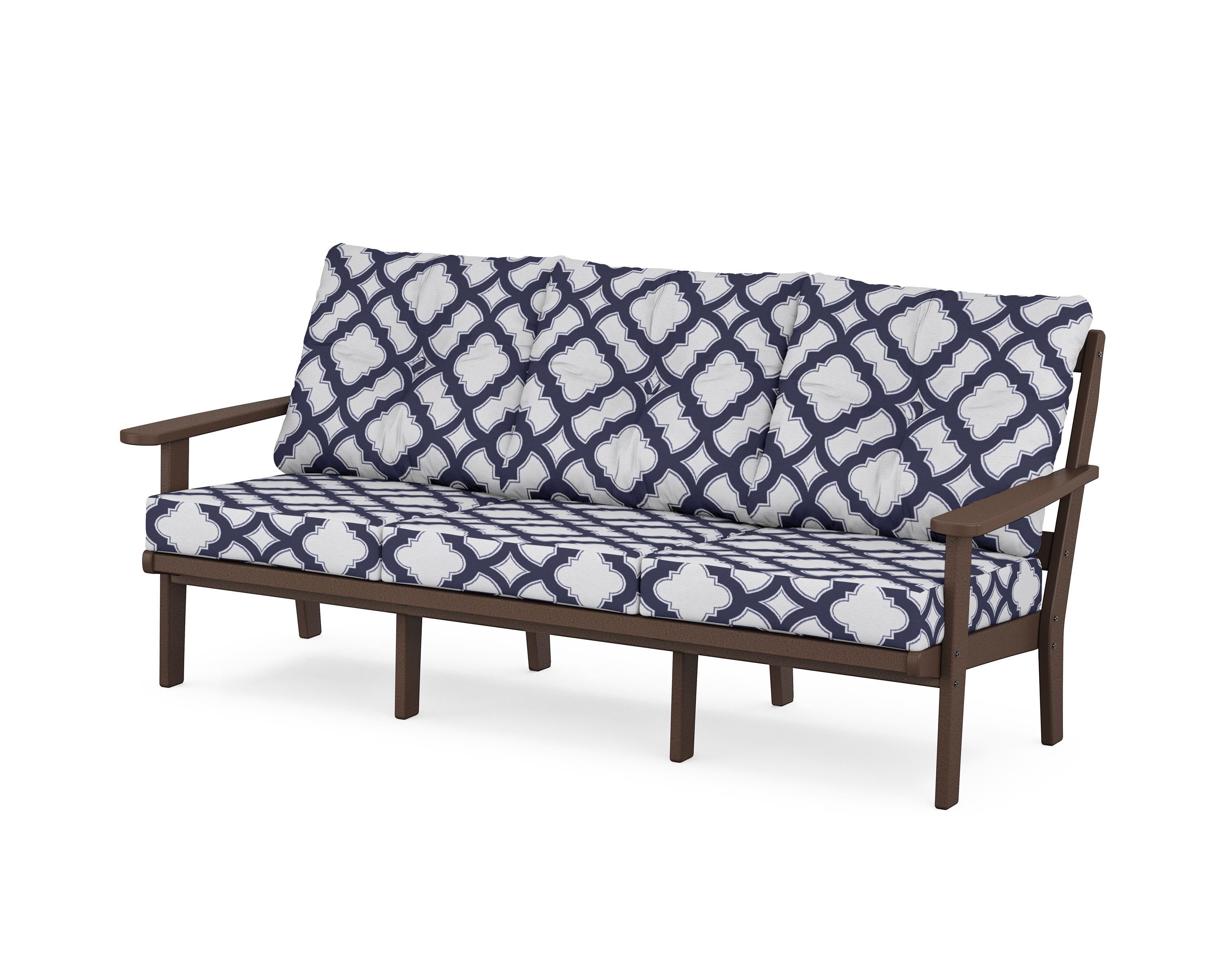 POLYWOOD® Mission Deep Seating Sofa in Mahogany / Trellis Navy
