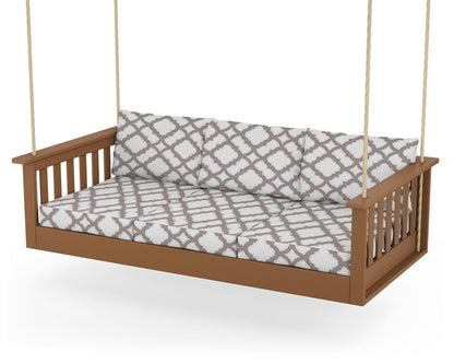 POLYWOOD® Vineyard Daybed Swing in Teak / Trellis Grey Mist