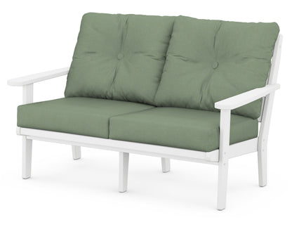 POLYWOOD® Lakeside Deep Seating Loveseat in White / Exhale Rainwashed