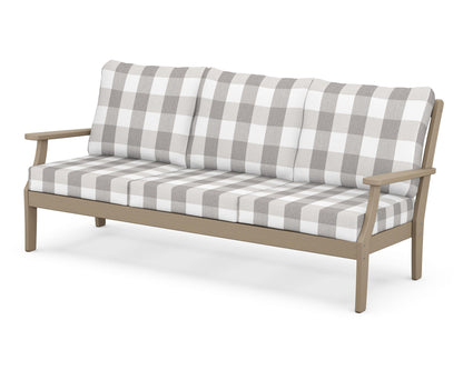 POLYWOOD® Braxton Deep Seating Sofa in Vintage Sahara / Buffalo Plaid Grey Mist