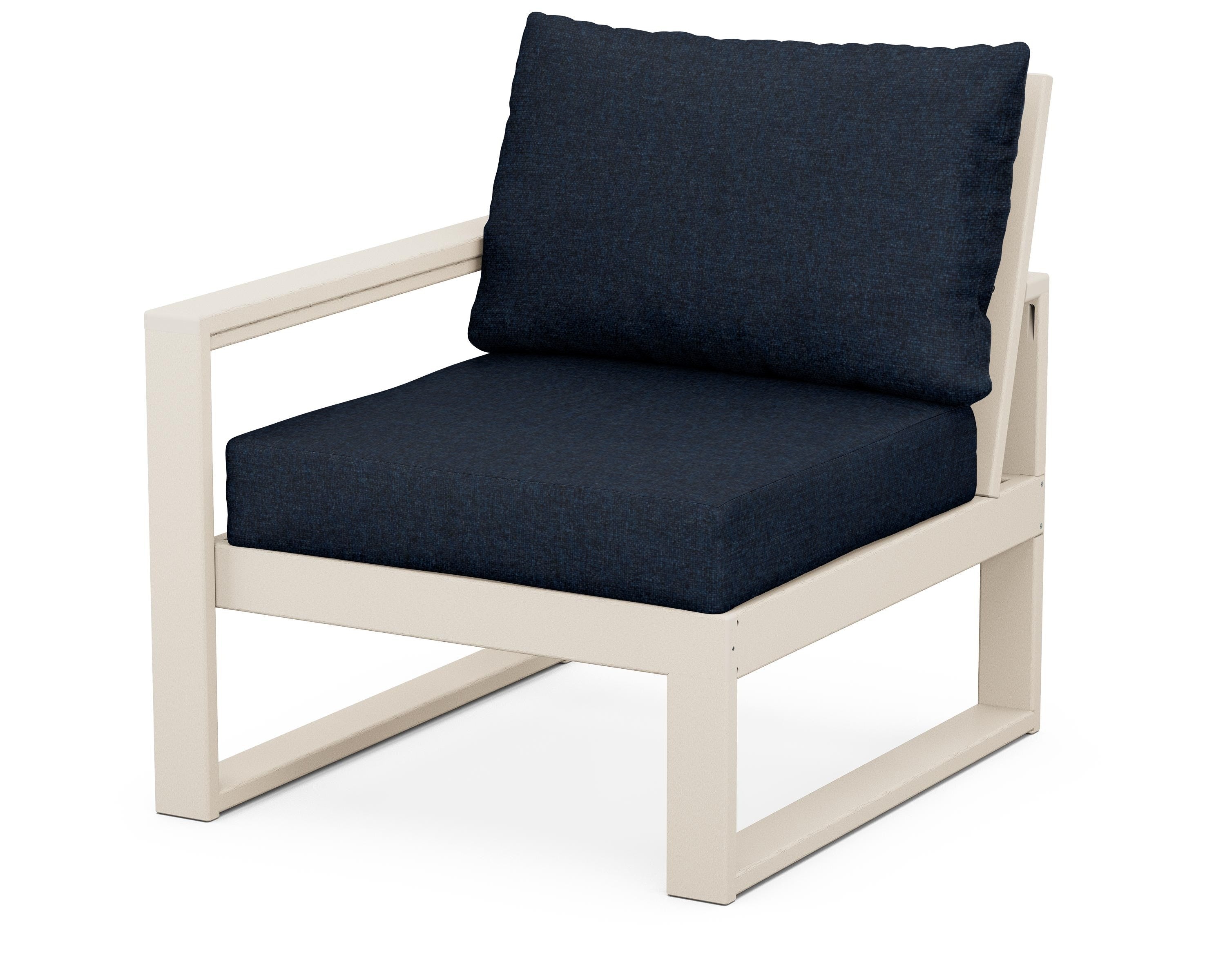 POLYWOOD® EDGE Modular Left Arm Chair in Sand / Marine Indigo