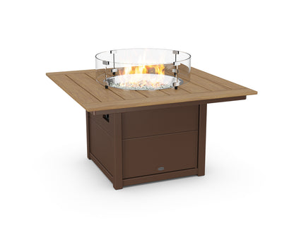 POLYWOOD® Square 42" Fire Pit Table in Mahogany / Natural