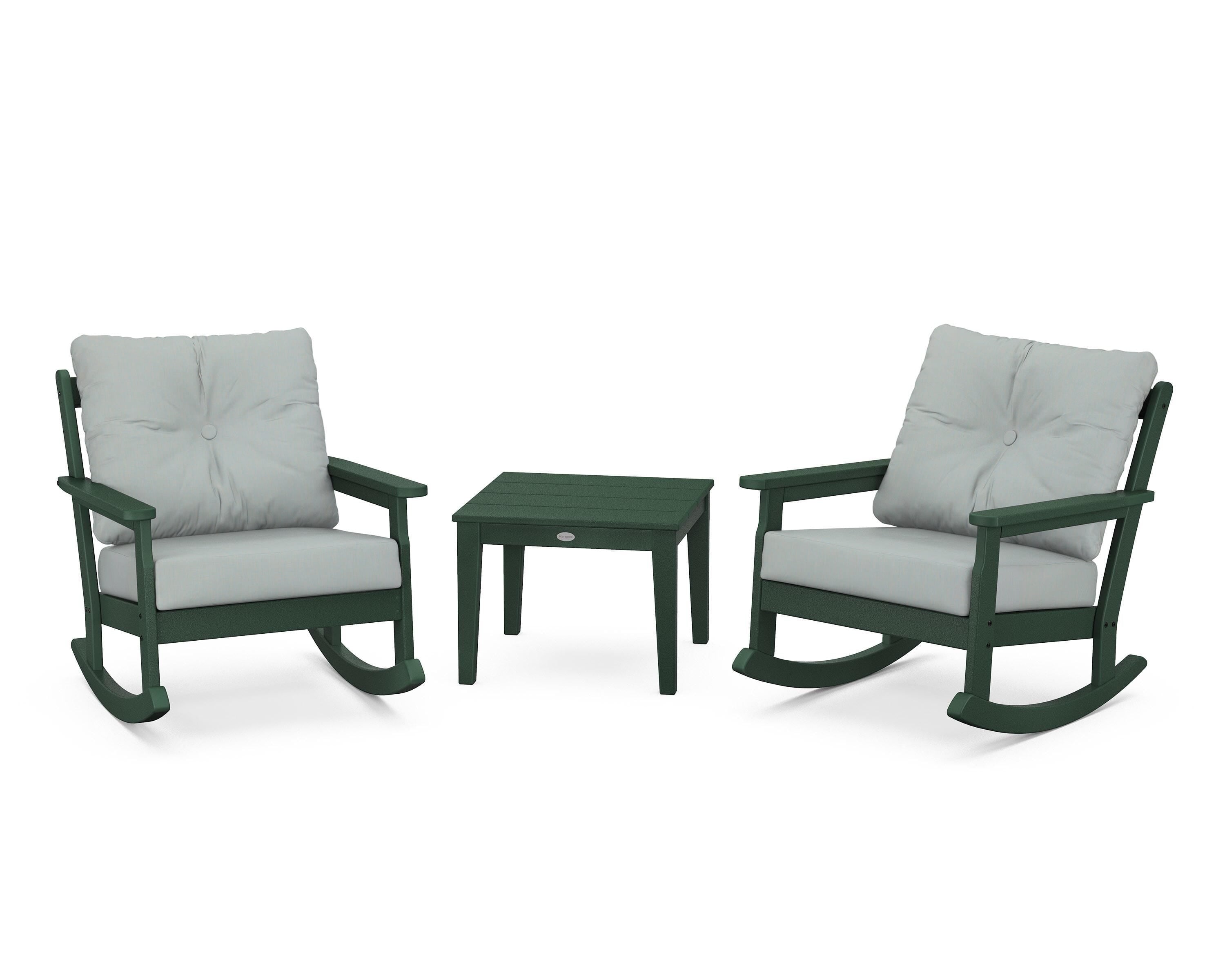 POLYWOOD® Vineyard 3-Piece Deep Seating Rocker Set in Green / Spa