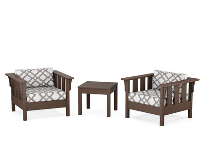 Martha Stewart by POLYWOOD® Acadia 3-Piece Deep Seating Set in Mahogany / Trellis Grey Mist