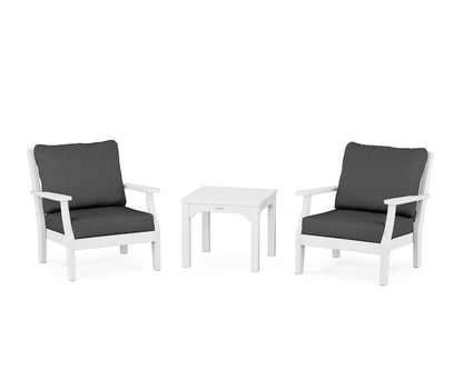 Martha Stewart by POLYWOOD® Chinoiserie 3-Piece Deep Seating Set in White / Spectrum Carbon