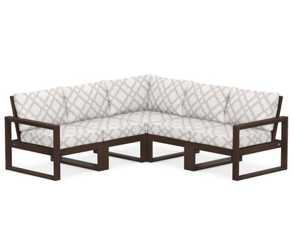 POLYWOOD® EDGE 5-Piece Modular Deep Seating Set in Mahogany / Trellis Dune Burlap