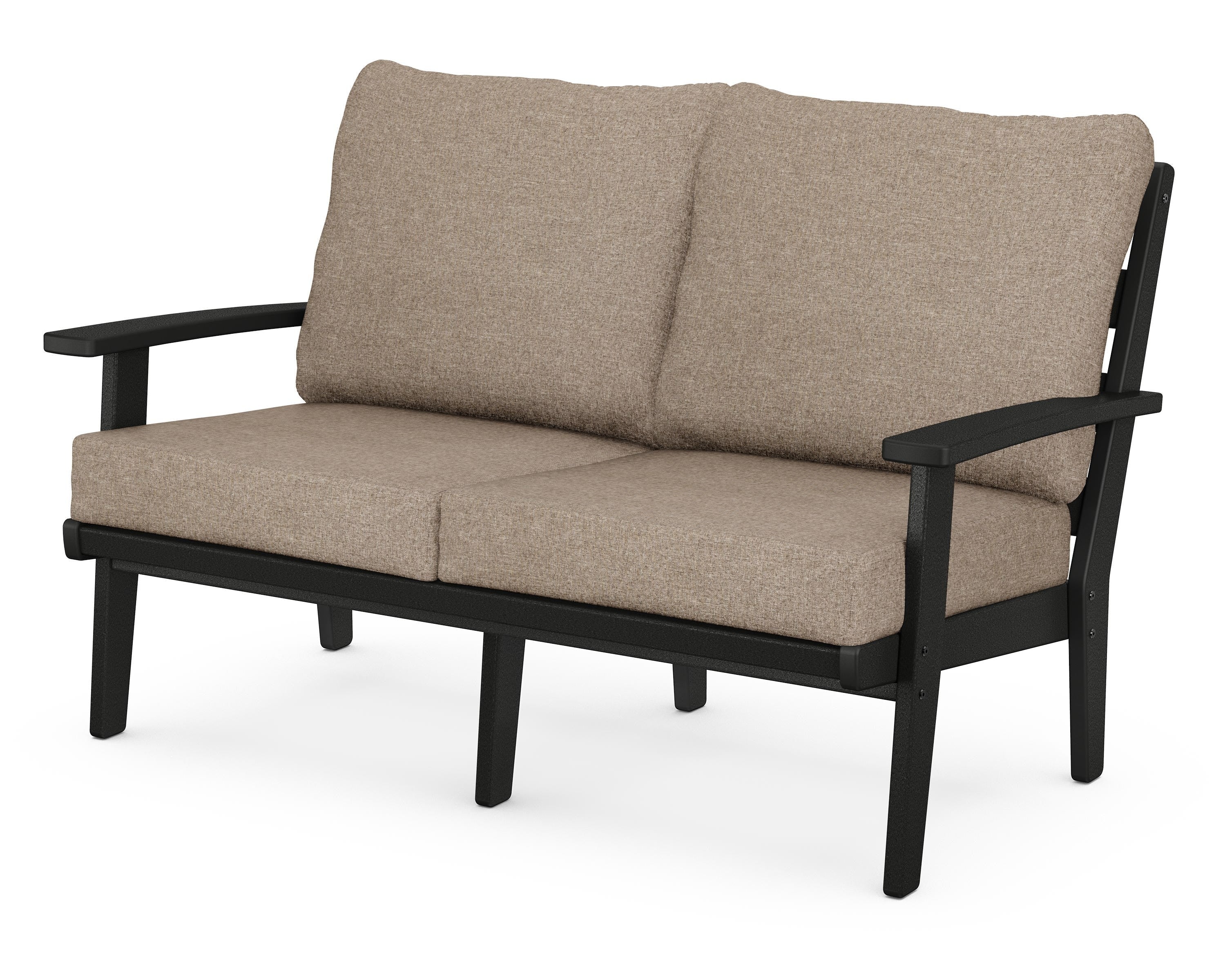 POLYWOOD® Grant Park Deep Seating Loveseat in Black / Spiced Burlap
