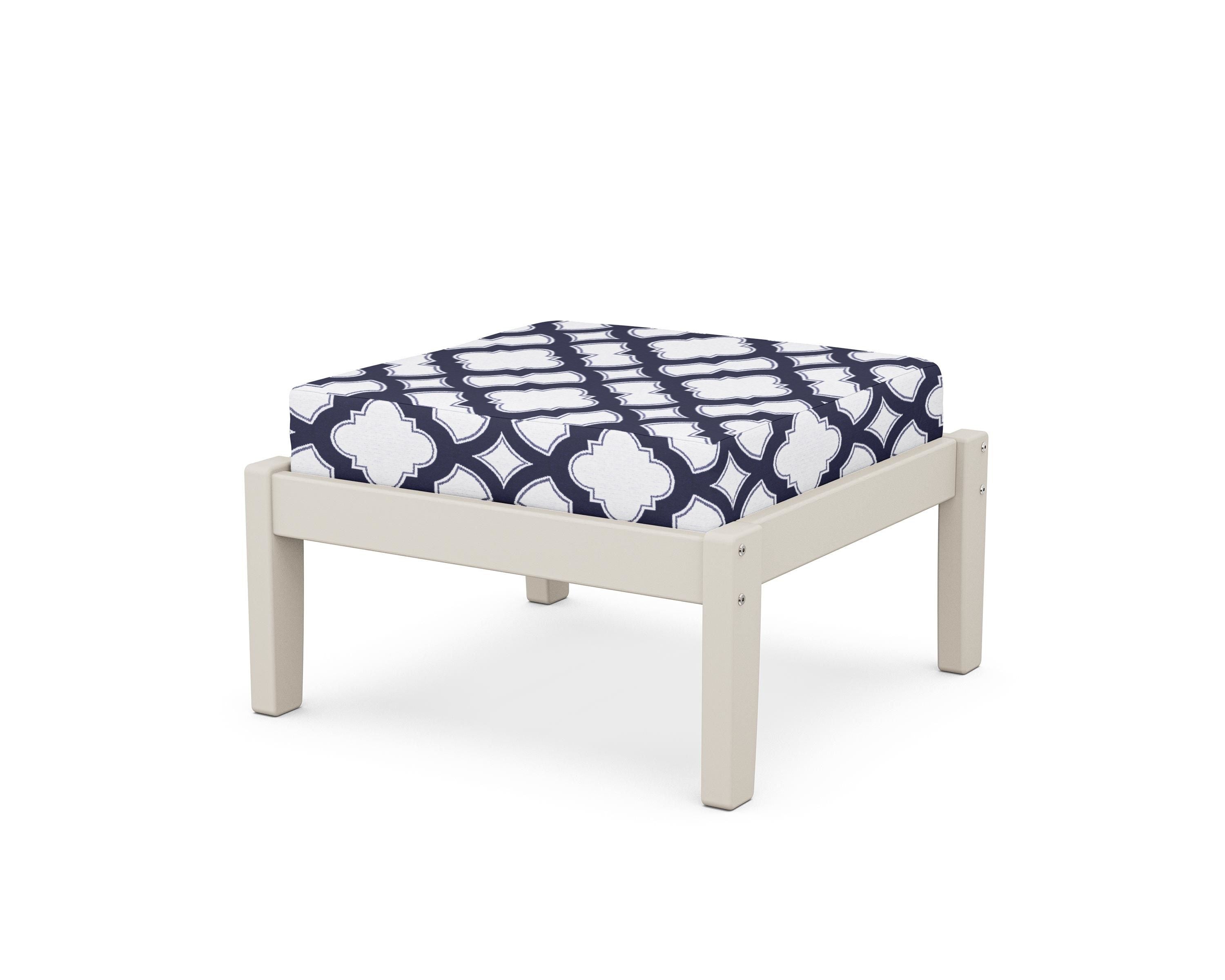 Unbranded Deep Seating Ottoman in Sand / Trellis Navy