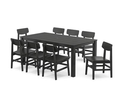 POLYWOOD® Modern Studio Urban Chair 9-Piece Parsons Dining Set in Black