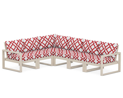 POLYWOOD® EDGE 6-Piece Modular Deep Seating Set in Sand / Trellis Crimson