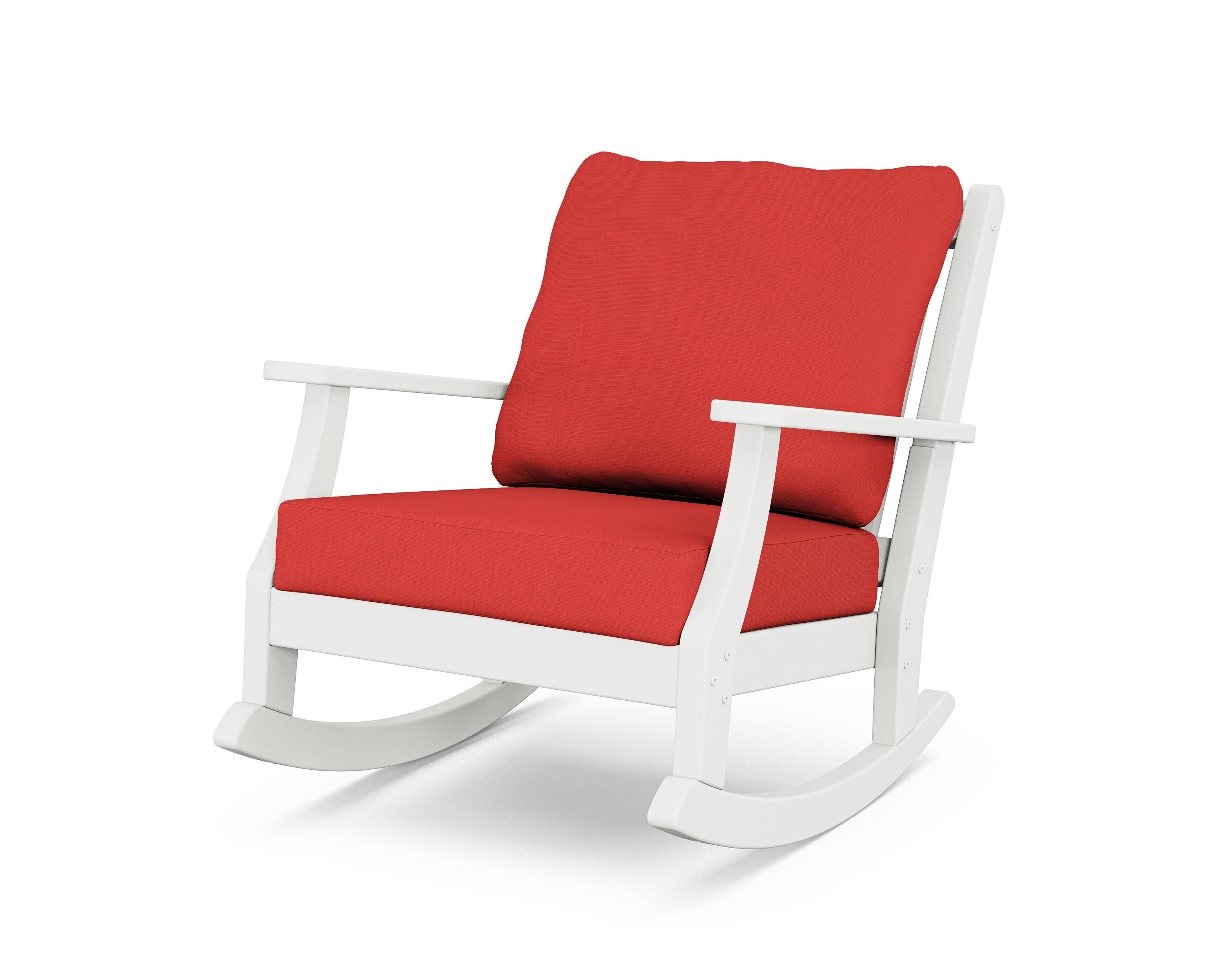 Country Living Wovendale Deep Seating Rocking Chair in White / Crimson Linen