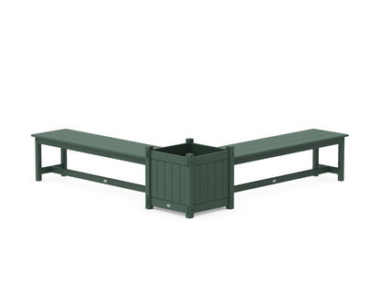 POLYWOOD® 60" Vineyard L- Shaped Planter Bench Set- Large in Green