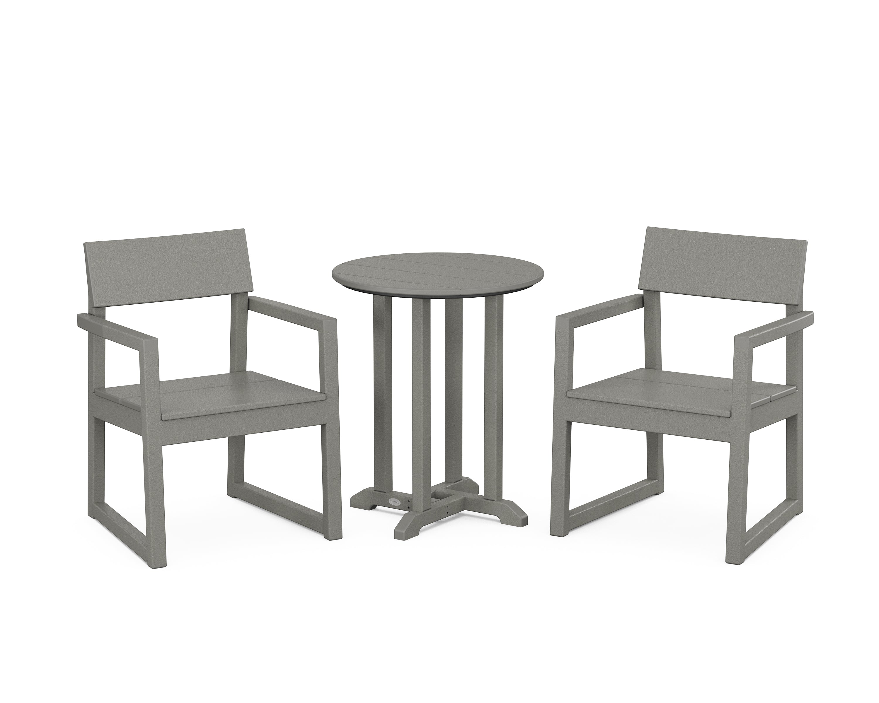 POLYWOOD® EDGE 3-Piece Round Bistro Dining Set in Slate Grey