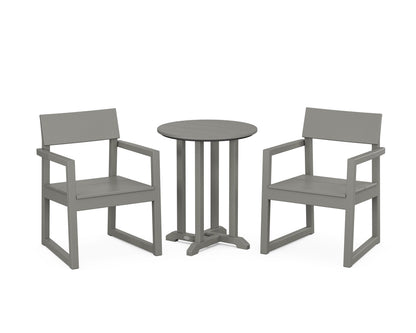 POLYWOOD® EDGE 3-Piece Round Bistro Dining Set in Slate Grey